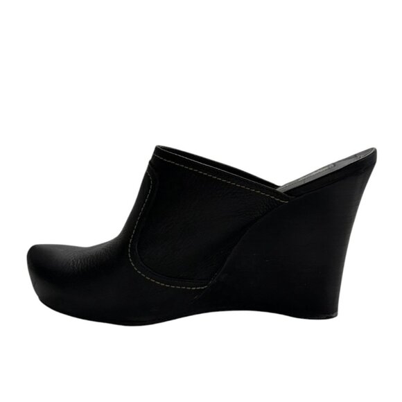 Via Spiga Black Leather Wedge High Heel Mules – Size 6M - Picture 8 of 11
